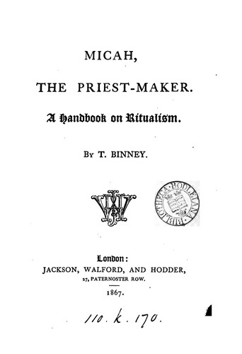 Cover for Micah, the Priest Maker: A Handbook on Ritualism