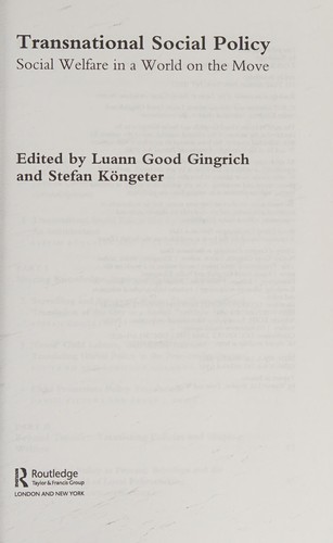 Cover for Transnational Social Policy