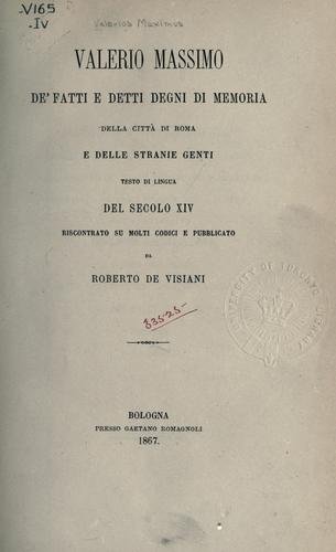 Cover for De fatti e detti degni di memoria della città di Roma e delle stranie genti