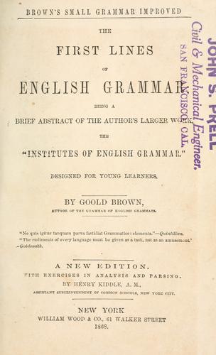 Cover for The first lines of English grammar
