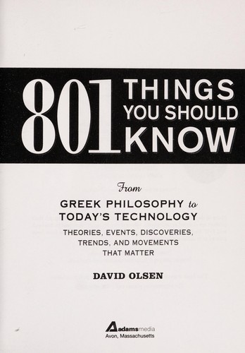 Cover for 801 things you should know
