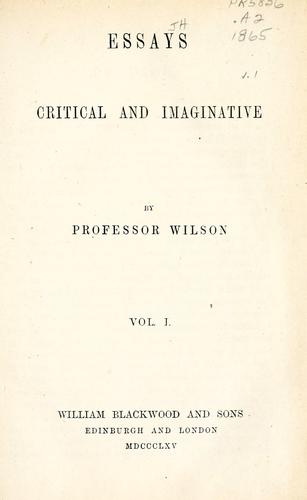 Cover for Essays, critical & imaginative