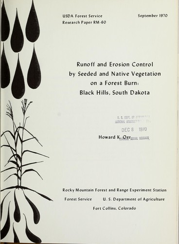 Cover for Runoff and erosion control by seeded and native vegetation on a forest burn