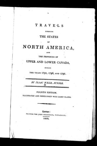 Cover for Travels through the states of North America, and the provinces of Upper and Lower Canada, during the years 1795, 1796, and 1797