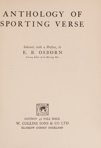 Cover for Anthology of sporting verse,