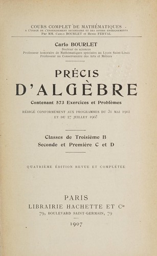 Cover for Précis d'algèbre