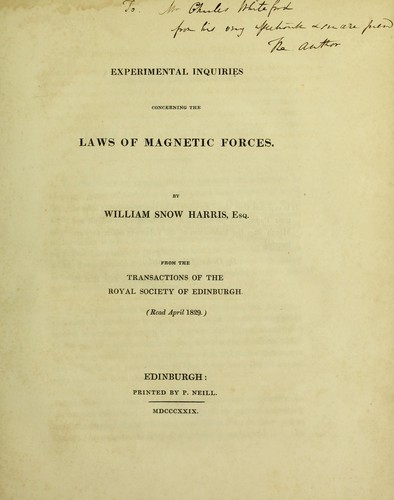 Cover for Experimental enquiries concerning the laws of magnetic forces