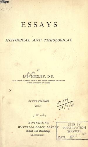 Cover for Essays, historical and theological.