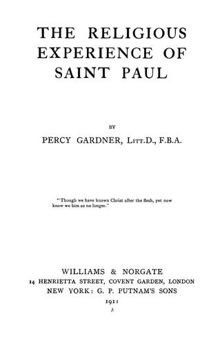 Cover for The religious experience of Saint Paul