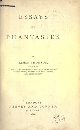 Cover for Essays and phantasies.
