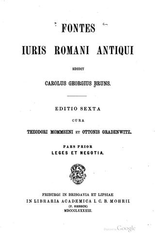 Cover for Fontes iuris Romani antiqui