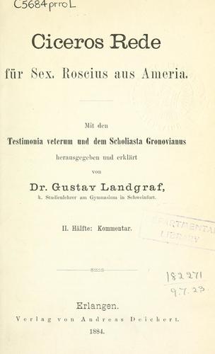 Cover for Rede für Sex. Riscius aus Ameria; mit den Testimonia veterum und dem Scholiasta Gronovianus