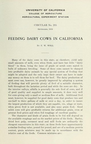 Cover for Feeding dairy cows in California