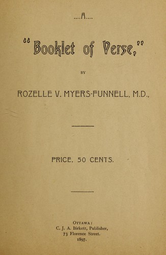 Cover for A "booklet of verse"