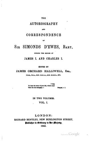 Cover for autobiography and correspondence of Sir Simonds D'Ewes, bart.