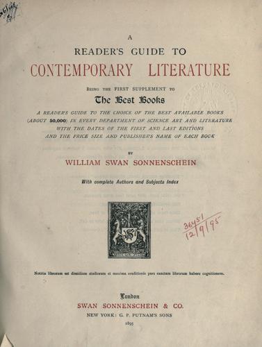 Cover for reader's guide to contemporary literature, being the first supplement to the Best books