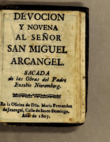 Cover for Devocion y novena al señor San Miguel arcangel