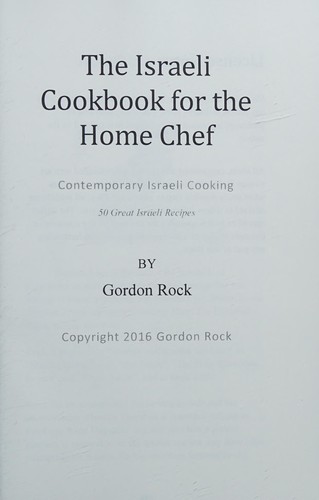 Cover for The Israeli Cookbook for the Home Chef, Contemporary Israeli Cooking
