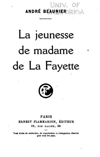 Cover for La jeunesse de Madame de La Fayette