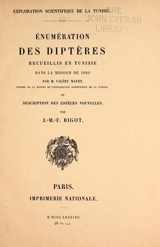 Cover for ©num©♭ration des dipt©·res recueillis en Tunisie dans la mission de 1884