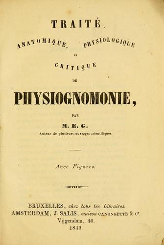 Cover for Traité anatomique, physiologique et critique de physiognomie