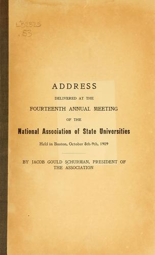 Cover for Address delivered at the fourteenth annual meeting of the National association of state universities held in Boston