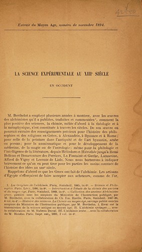 Cover for La science expérimentale au XIIIe siècle en occident