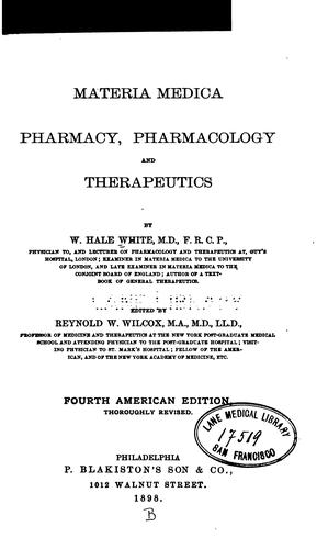 Cover for Materia medica, pharmacy, pharmacology, and therapeutics