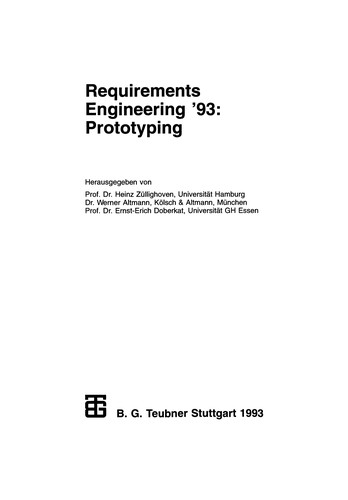 Cover for Requirements Engineering '93: Prototyping