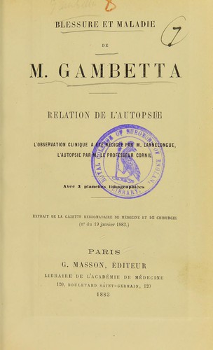 Cover for Blessure et maladie de M. Gambetta