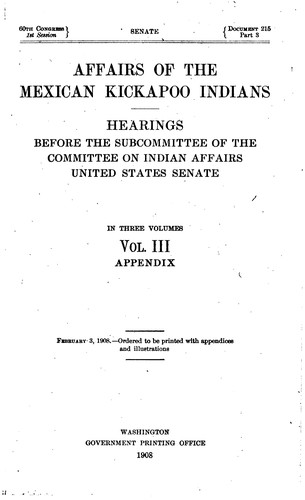 Cover for Affairs of the Mexican Kickapoo Indians
