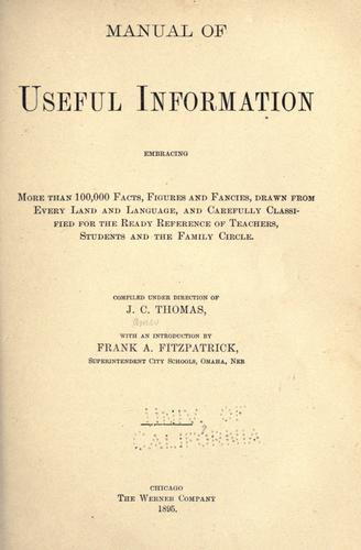 Cover for Manual of useful information