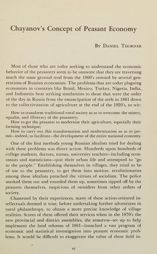 Cover for The theory of peasant economy