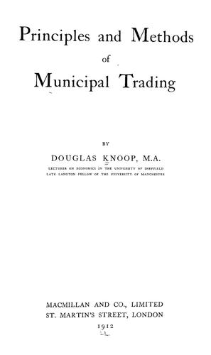 Cover for Principles and methods of municipal trading