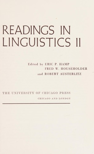 Cover for Readings in linguistics