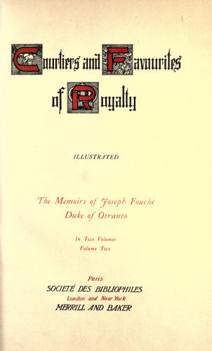 Cover for memoirs of Joseph Fouché, Duke of Otranto.