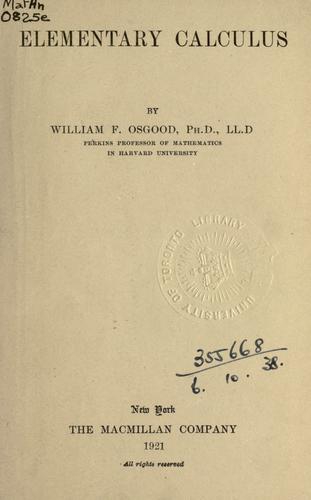 Cover for Elementary calculus.