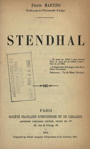 Cover for Stendhal.