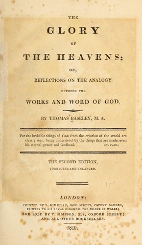 Cover for The glory of the heavens