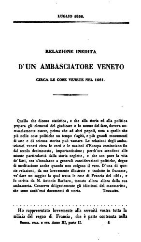 Cover for D'un Ambasciatore Veneto