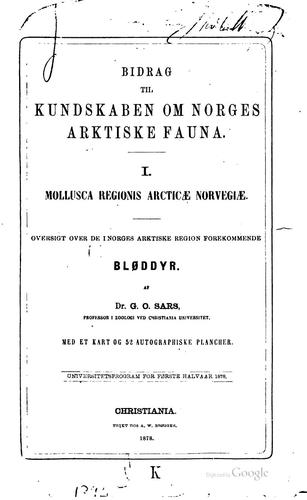 Cover for Mollusca regionis arcticae norvegiae ...
