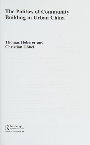 Cover for The politics of community building in urban China