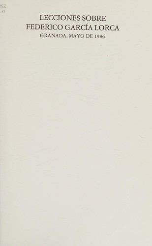 Cover for Lecciones sobre Federico García Lorca
