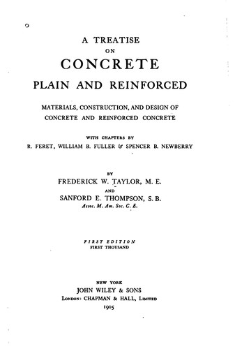 Cover for A treatise on concrete, plain and reinforced
