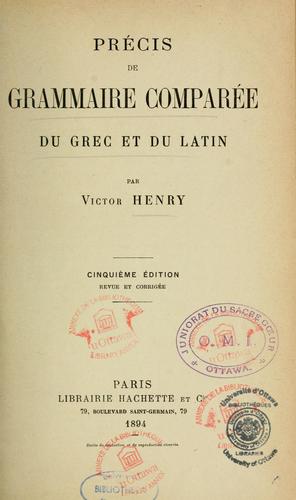 Cover for Précis de grammaire comparée du grec et du latin