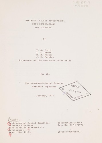 Cover for MACKENZIE VALLEY DEVELOPMENT