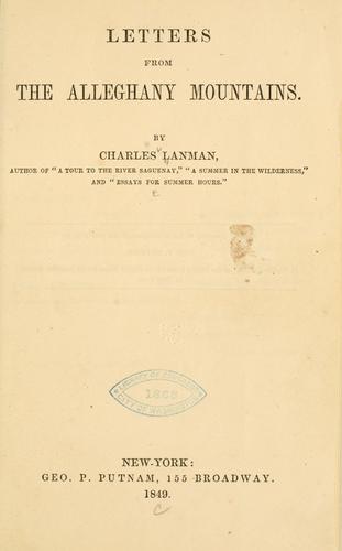 Cover for Letters from the Alleghany Mountains