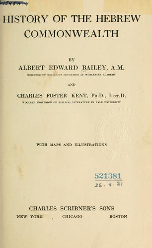 Cover for History of the Hebrew commonwealth