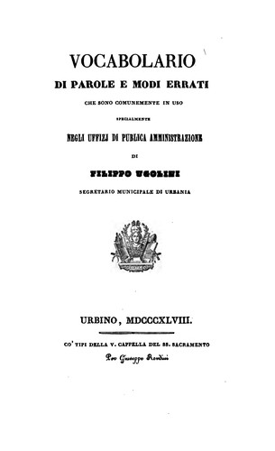 Cover for Vocabolario di parole e modi errati che sono comunemente in uso, specialmente negli Uffizi di ...