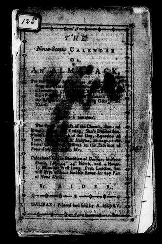 Cover for The Nova-Scotia calendar, or, An almanack for the year of the Christian ñra, 1776
